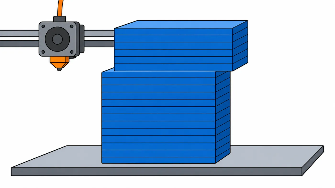 Una pieza impresa muestra un desplazamiento lateral de sus capas superiores.